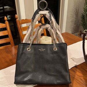 Kate Spade Black Leather Shoulder Bag with Chain Straps